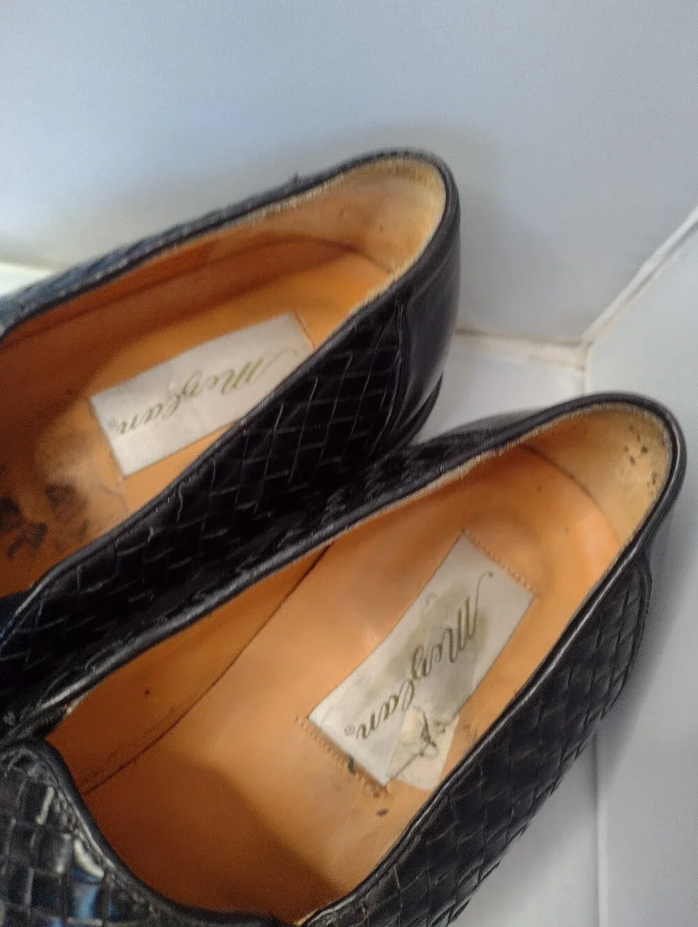 Mezlan Mens Manhattan Woven Leather Tuxedo Dress Loafers 9.5 Handmade Spain A31